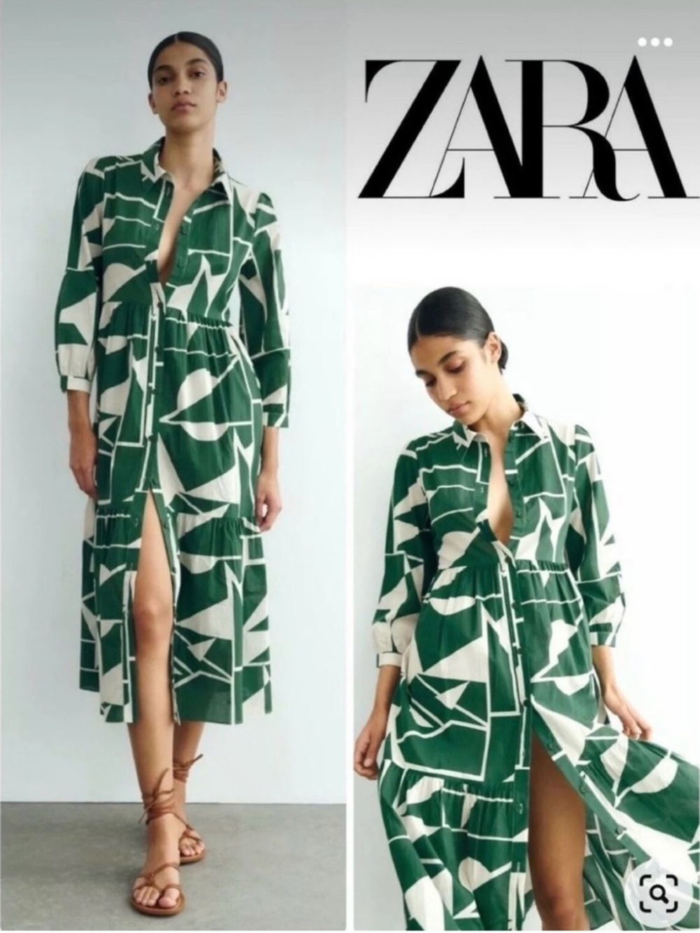 Zara Button-Front Midi Dress